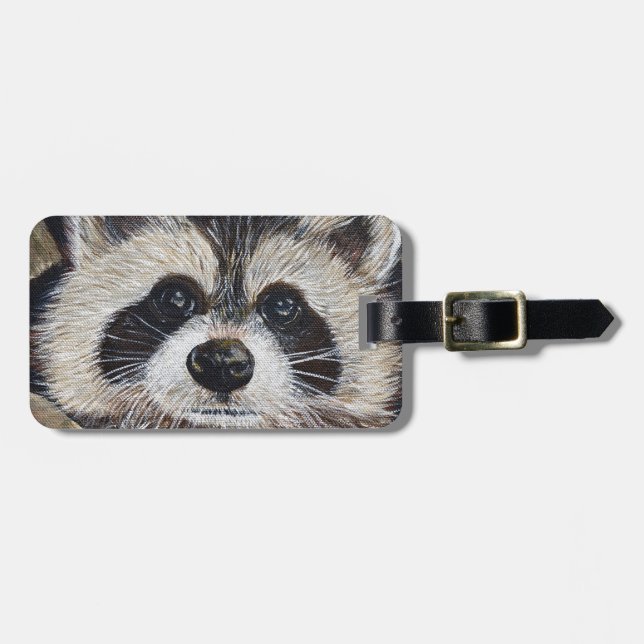 Racoon Painting Luggage Tag (Front Horizontal)