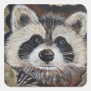 Racoon Painting Square Sticker