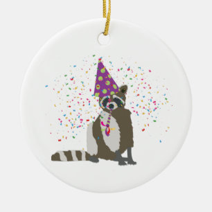 Racoon Party Animal Ceramic Tree Decoration