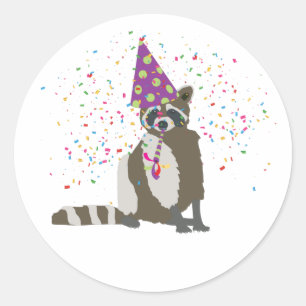 Racoon Party Animal Classic Round Sticker