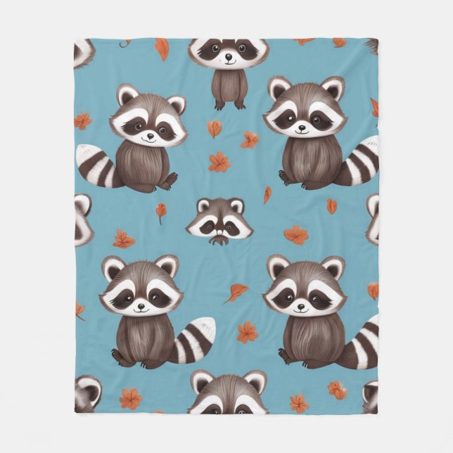 Racoon party fleece blanket (Front)