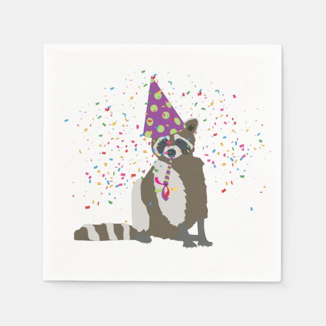 Racoon Partying - Animals Having a Party Napkin (Front)