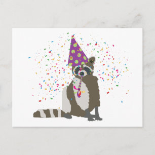 Racoon Partying - Animals Having a Party Postcard