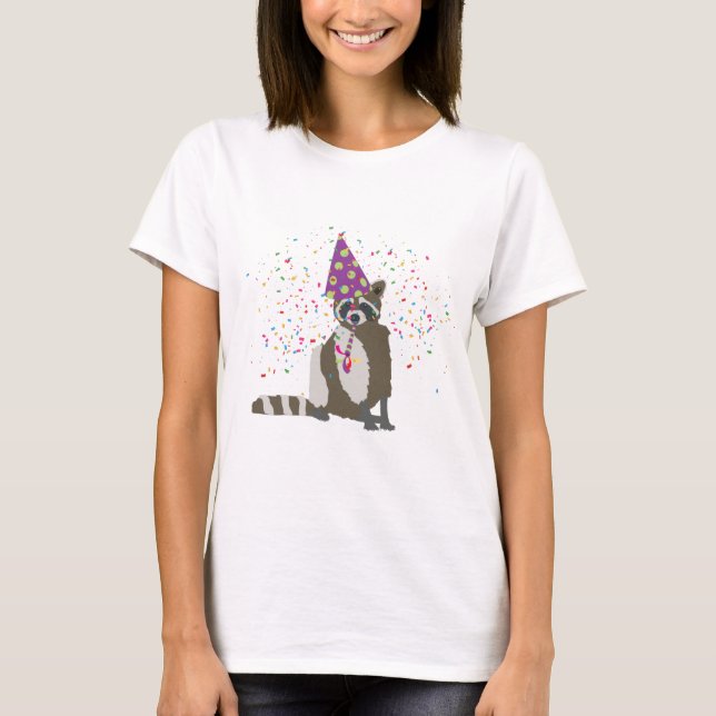 Racoon Partying - Animals Having a Party T-Shirt (Front)