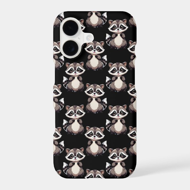 Racoon Pattern Design Black  (Back)