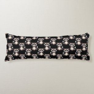 Racoon Pattern Design Black Body Cushion