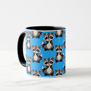 Racoon Pattern Design Blue  Mug