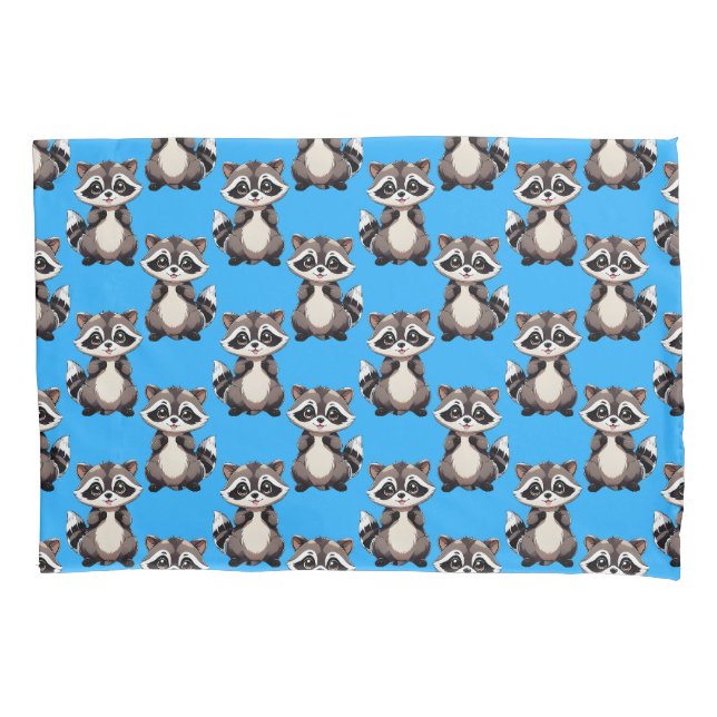 Racoon Pattern Design Blue  Pillowcase (Front)