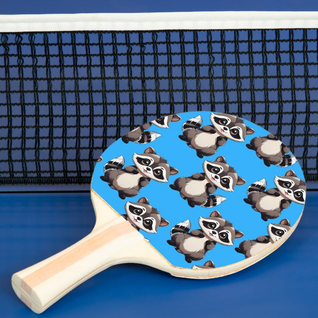 Racoon Pattern Design Blue  Ping Pong Paddle (Insitu)