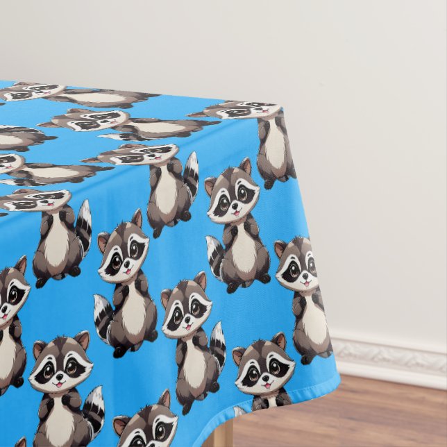 Racoon Pattern Design Blue  Tablecloth (In Situ)