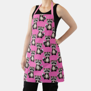 Racoon Pattern Design Pink  Apron