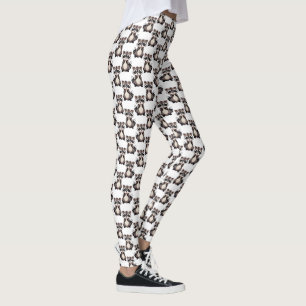 Racoon Pattern Design White Leggings