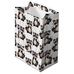 Racoon Pattern Design White Medium Gift Bag