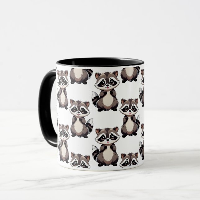 Racoon Pattern Design White  Mug (Front Left)