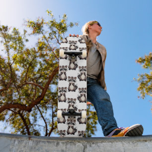 Racoon Pattern Design White Skateboard