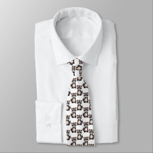 Racoon Pattern Design White Tie