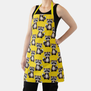 Racoon Pattern Design Yellow  Apron