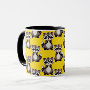 Racoon Pattern Design Yellow  Mug