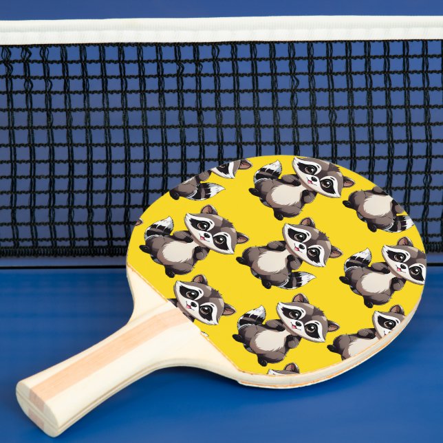 Racoon Pattern Design Yellow  Ping Pong Paddle (Insitu)