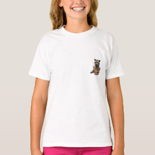 Racoon Peeking from Wooden Basket Kids T-Shirt
