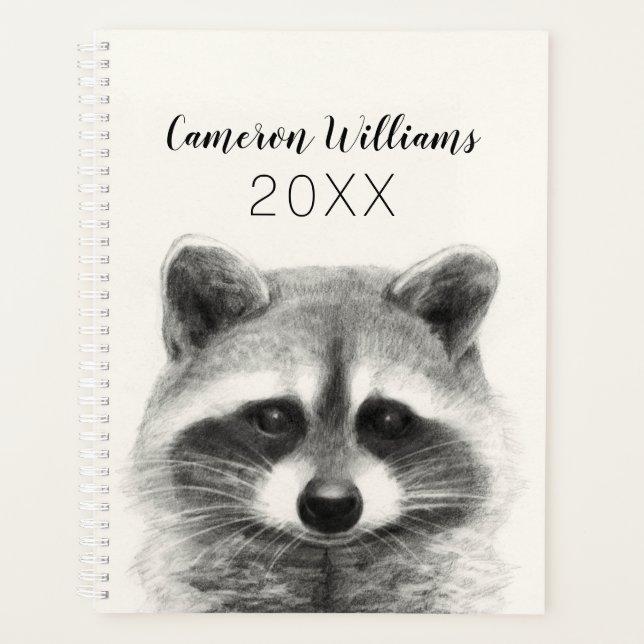 Racoon Pencil Drawing Planner (Front)