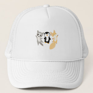 Racoon Penguin Fox Funny Animals For Kids Trucker Hat