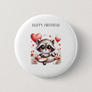 Racoon Pilot Birthday 6 Cm Round Badge