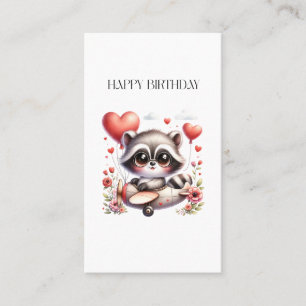 Racoon Pilot Birthday Business Card