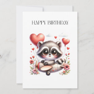 Racoon Pilot Birthday Card