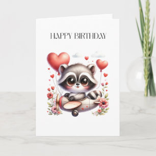 Racoon Pilot Birthday Card