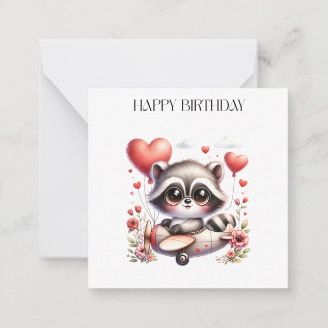 Racoon Pilot Birthday Card (Front)
