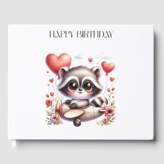 Racoon Pilot Birthday Guest Book