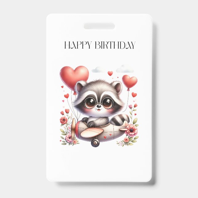 Racoon Pilot Birthday ID Badge (Front)