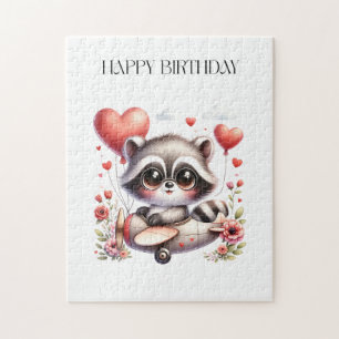 Racoon Pilot Birthday Jigsaw Puzzle