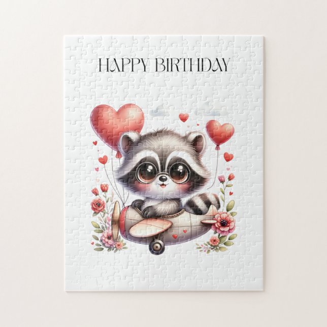 Racoon Pilot Birthday Jigsaw Puzzle (Vertical)