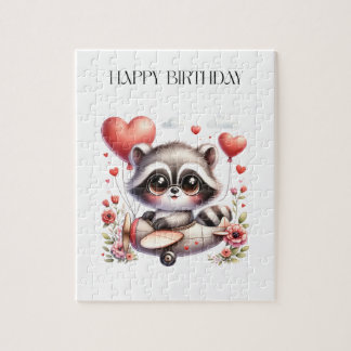 Racoon Pilot Birthday Jigsaw Puzzle