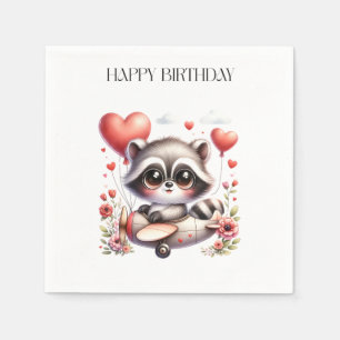 Racoon Pilot Birthday Napkin