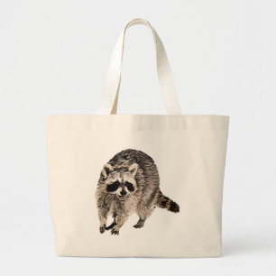 Racoon plain large tote bag