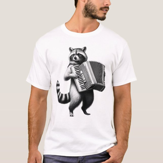 Racoon Playing Accordion  Accordionist Accordion T-Shirt (Front)