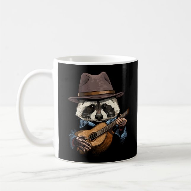 Racoon Playing Acoustic Guitar Racoon Guitar Pla Coffee Mug (Left)