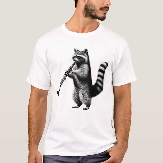 Racoon Playing Clarinet Clarinetist Clarinet T-Shirt (Front)