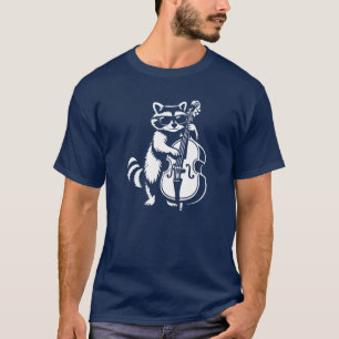 Racoon playing double bass in jazz band T-Shirt