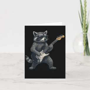 Racoon Playing Guitar Rock And Roll Gift Men Wome Card