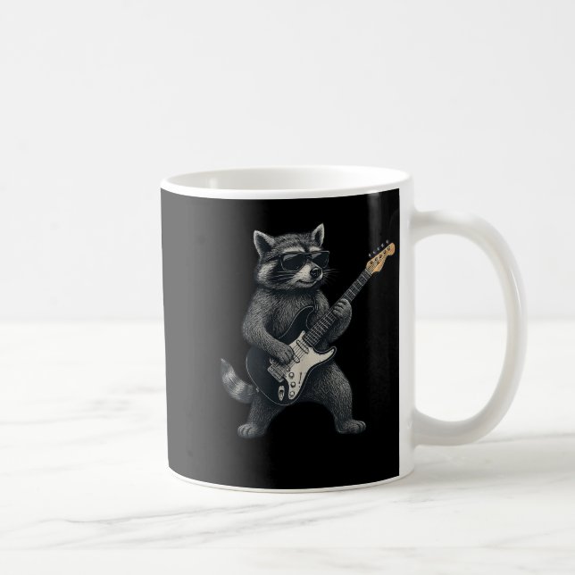 Racoon Playing Guitar Rock And Roll Gift Men Wome Coffee Mug (Right)