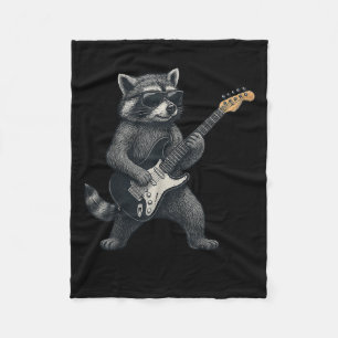Racoon Playing Guitar Rock And Roll Gift Men Wome Fleece Blanket