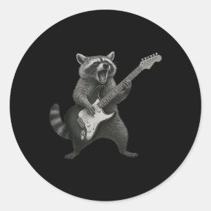 Racoon Playing Guitar Rock And Roll Guitarist Rac Classic Round Sticker
