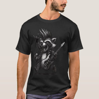 Racoon Playing Guitar Rock Music Festival Animal T-Shirt