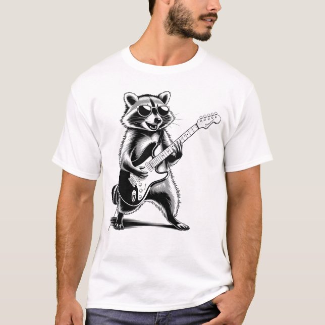Racoon Playing Guitar T-Shirt (Front)