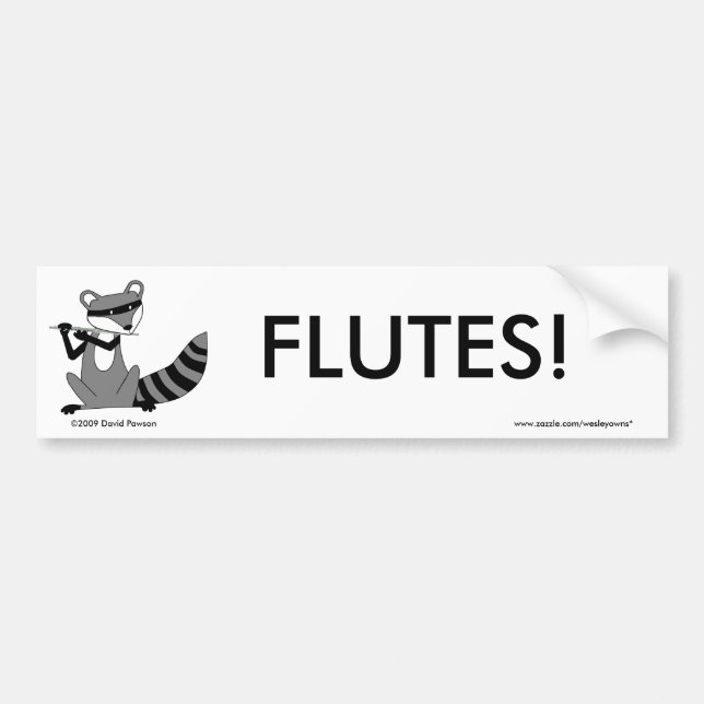 Racoon Playing the Flute Bumper Sticker (Front)