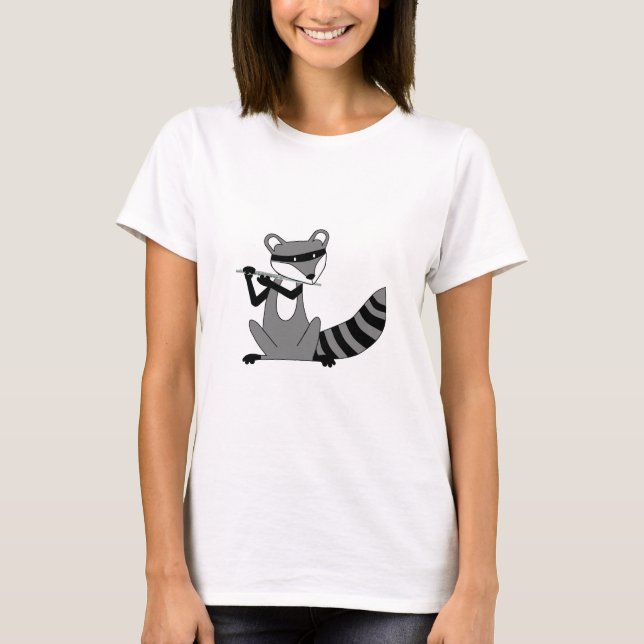 Racoon Playing the Flute T-Shirt (Front)